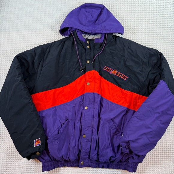 Vintage DeLong Phoenix Suns NBA Hooded Puffer Jacket Mens Size XL